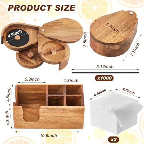 Mifoci Acacia Bar Caddy & 3 Tier Glass Rimmer Set, Bar Accessories - Image 2