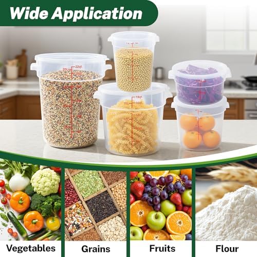 4 Pack 4Qt Round Polypropylene Food Storage Container with Lids Scale - Image 6