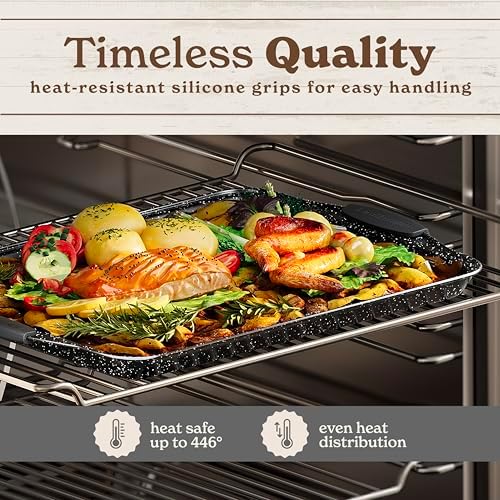 Country Kitchen Nonstick Stackable Bakeware Set - Heavy Duty, Durable, Easy Release Baking Set, Black, 4 Pcs - Image 5
