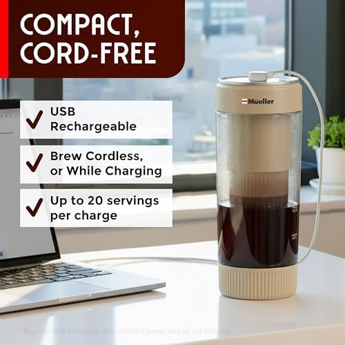 Mueller RapidBrew Cold Brew Coffee Maker, Cappuccino Beige - Image 4