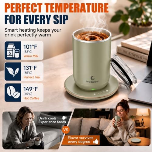 Self Heated Stirring Coffee Mug, 10oz Auto Mixing Cup with Warmer, Green - Image 2