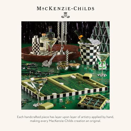 MACKENZIE-CHILDS 3260 Bar-Tool Set, Black-and-White Courtly Check - Image 6