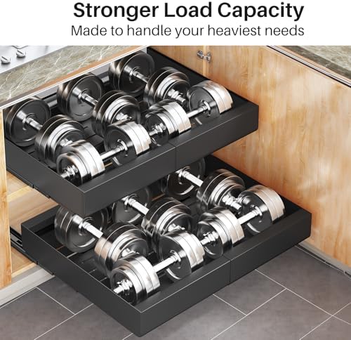 Kitstorack Pull out Cabinet Organizer, Expandable(12"-20") Heavy Duty Slide out Drawer Fixed with Adhesive Nano Film for Pots, Roll out Shelf Storage for Kitchen Base Cabinet Organization - Image 5