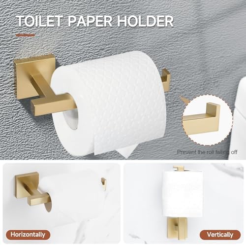 TQKAG 5 Piece Brushed Gold Bathroom Accessories 23.6" Bathroom Hardware Set - Image 5