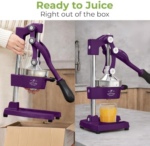 Zulay Kitchen Cast Iron Juicer, Orange Manual Juicer, Citrus Press, Plum - Image 3