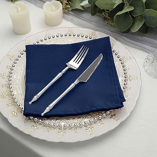 25 pcs 17-Inch Navy Blue Polyester Table Napkins Reusable Washable Wedding Party Dinner Linens Tableware Supplies - Image 7