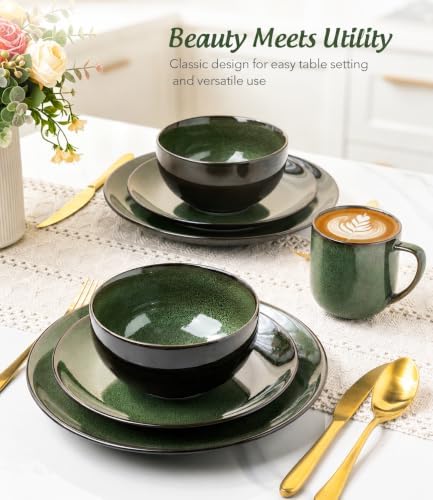 LeRatio Ceramic Dinnerware Sets for 4,12Pcs Porcelain Plates and Bowls Set - Image 6