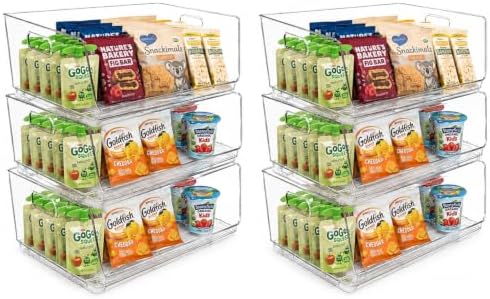 ClearSpace Stackable Storage Bins, Front Pantry Organizer, Large, 6 Pack by ClearSpace