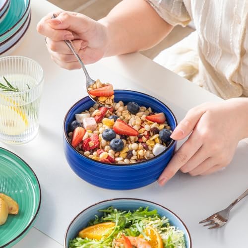 vancasso Bonita Dinnerware Sets 18 Pieces, Blue Stoneware Dishes Set for 6, Plates Set and Bowls Sets, Dishwasher and Microwave Safe - Image 6