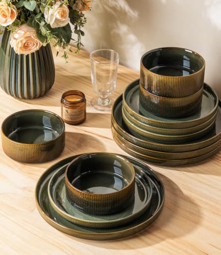 TheTerra Ceramic Dinnerware Set for 8, 24-Piece Plates and Bowls Set - Image 5