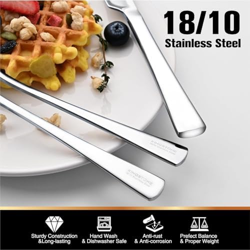 45 Piece Silverware Set for 8 with Serving Utensils, 18/10 Stainless Steel - Image 3