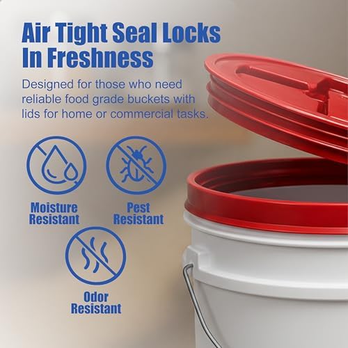 ePackageSupply 3.5 Gallon Bucket, Food-Grade w/Lid, BPA-Free, Red,6 Packs - Image 5