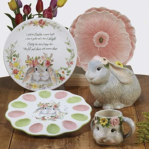 Sweet Bunny 16pc DINNERWARE SET for 4, Ceramic Easter Bunny Plates and Bowls Set, Spring Tabletop Collection, Durable Glazed Finish, Dishwasher Safe, Re-Mailer Packaging - Image 5