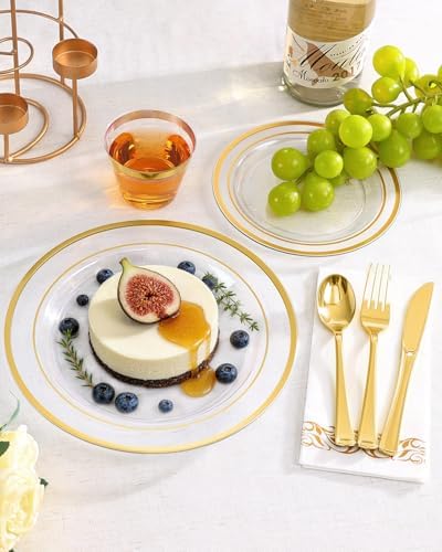 Goodluck 700 Pieces Clear Gold Disposable Dinnerware Set for 100 Guests - Image 4