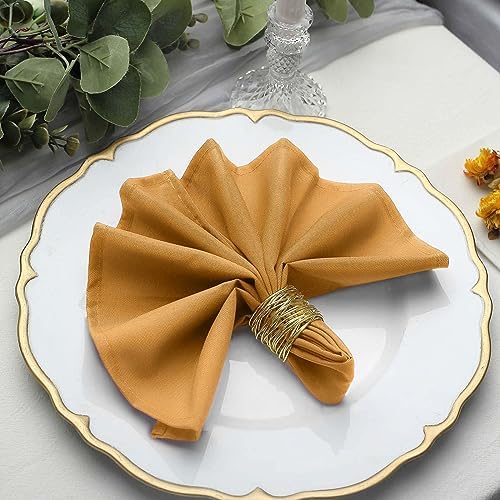 100 pcs 17-Inch Gold Polyester Table Napkins Reusable Washable Wedding Party Dinner Linens Tableware Supplies by BalsaCircle