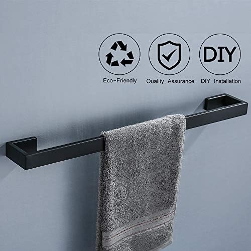 4 Pieces Bathroom Hardware Accessories Set Black Towel Bar Towel Holder Robe Hook Toilet Paper Holder Stainless Steel,Q8-P4BK - Image 2