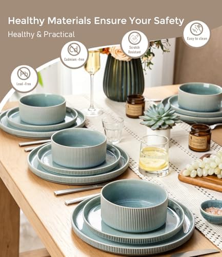 GBHOME Stoneware Dinnerware Sets for 8, 24-Piece Plates and Bowls Set - Image 5