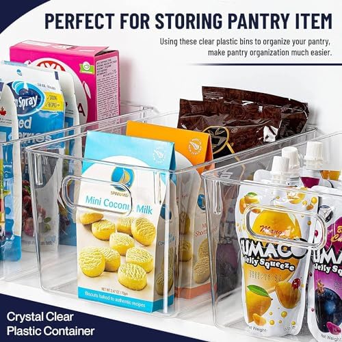 Clear Plastic Storage Bins, Pantry Organizers and Storage Containers Fridge Organizer Bins for Organizing Kitchen Cabinet Organizer Bin Bathroom Freezer Refrigerator Organization - Image 3