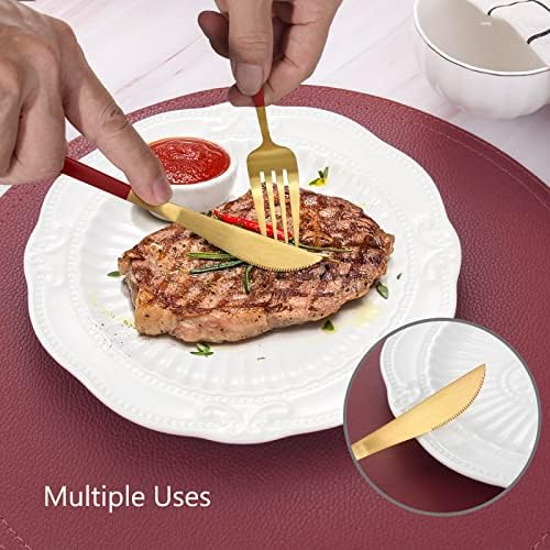 VANVRO Matte Red Gold Silverware Set, 20-Piece Stainless Steel Flatware Set, Satin Finish tableware Cutlery Set, Service for 4, Home and Restaurant, Dishwasher Safe - Image 5