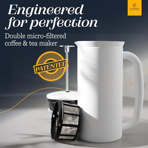 ESPRO P7 French Press, 18oz, Matte White, Stainless Steel Coffee Maker - Image 3