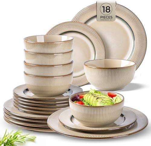 GBHOME Ceramic Dinnerware Sets of 6,18 pcs Plates and Bowls Sets Dishes by GBhome