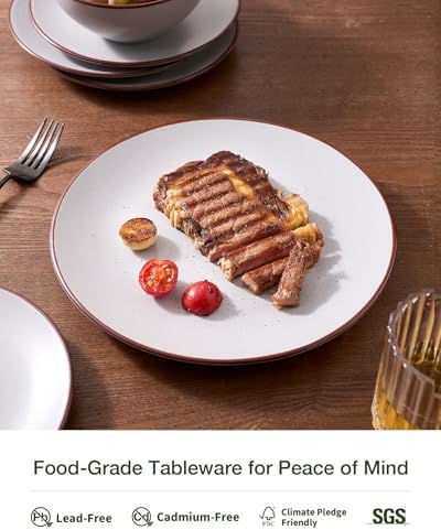 Famiware Venus Plates and Bowls Sets, 12pcs Stoneware Dinnerware Set for 4 - Image 4