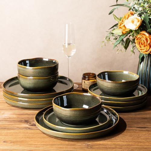 TheTerra Ceramic Dinnerware Set for 6, 18-Piece Plates and Bowls Set - Image 3