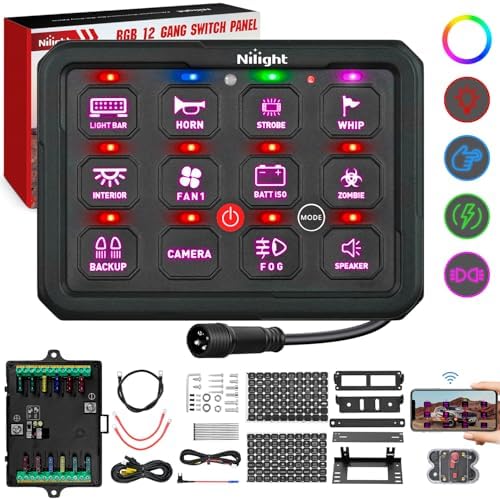 Nilight 12 Gang Switch Panel APP RGB 12V 24V Circuit Control System 4-Mode by Nilight