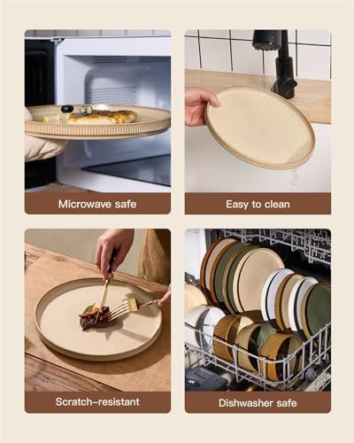 Dinnerware Set for 4, Reactive Glaze Plates and Bowls Sets - Image 5