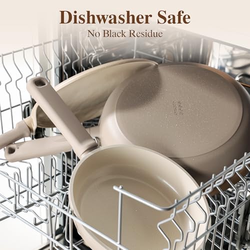 SENSARTE Ceramic Pots and Pans Set Nonstick, 20Pcs Cookware Set, Taupe - Image 5