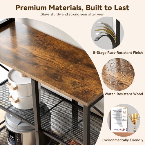 YASONIC Coffee Bar, Bakers Rack with Storage, 34.7 Inches Microwave Stand - Image 6