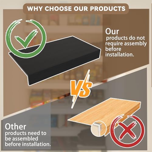 Black 44x16in 5-Pack Faux Wood Shelf Covers for Wire Shelving – Cut with Utility Knife, No Tools, Waterproof & Fireproof – for Pantry, Closet, Laundry, Bathroom, Basement - Image 4
