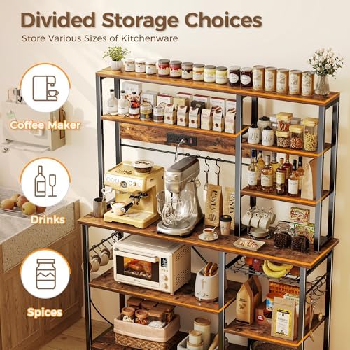 SUPERJARE Large Bakers Rack with Power Outlets, 47.2 Inches Microwave Stand - Image 5