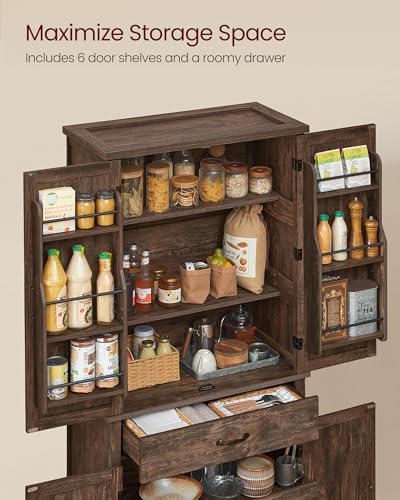 VASAGLE Pantry Cabinet, Freestanding Tall Cupboard with a Drawer - Image 4