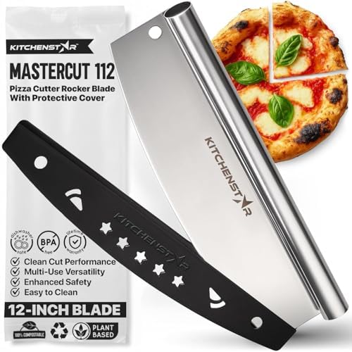12-Inch Pizza Cutter Rocker Blade, 304 Stainless Steel Slicer Knife, Silver by Kitchenstar