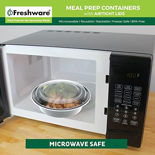 Freshware Meal Prep Containers with lids [150 Pack] Food Storage Containers, Bento Box, BPA-Free, Stackable, Microwave, Dishwasher, Freezer Safe, 32 Oz, Black - Image 6