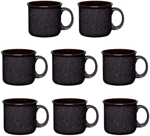 Set of 8 Ceramic Campfire Mugs – 15 Oz, Black – Coffee & Tea Cups for Home, Work, Travel, Camping – Customizable, Great for DIY, Events, Companies by GiftsbyDesign