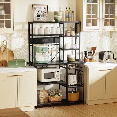 SUPERJARE Large Bakers Rack with Power Outlets, 39.4 Inches Microwave Stand - Image 2