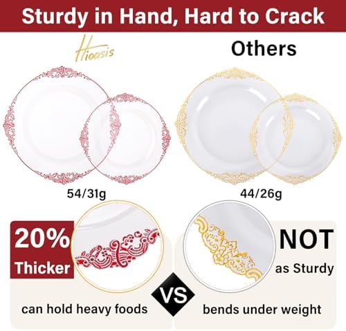 Hioasis 175 Pcs Clear Red Plates for Party - Image 2