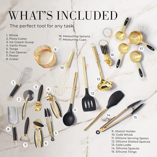 Styled Settings Black and Gold Kitchen Utensils Set, 23-Piece - Image 2