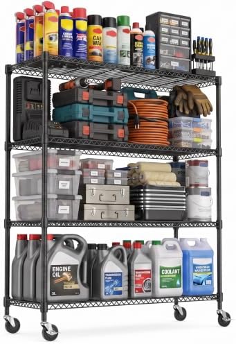 IZEUK Rolling Shelves for Garage Storage, Heavy Duty Wire Shelving Unit by IZEUK
