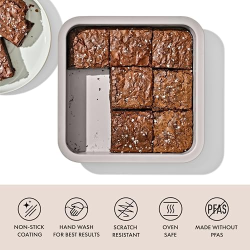 OXO Good Grips Non-Stick Pro Ceramic Coated 9 in Square Cake Pan, Biscuit - Image 2