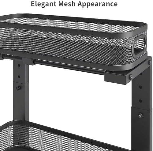 2 Pack Under Sink Organizer, Dual-Layer Pull Out Mesh Cabinet Rack with 5-Level Height Adjustment, Rust-Resistant Sliding Storage for Bathroom & Kitchen, Multi-Purpose 2-Tier Shelf(Black) - Image 4