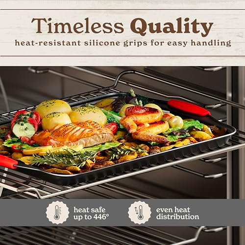 Country Kitchen Nonstick Stackable Bakeware Set - Heavy Duty, Durable, Easy Release Baking Set, Red, 4 Pcs - Image 5