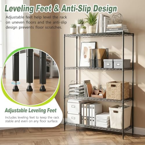 BestOffice | 4-Tier Wire Shelf | 35" x 13.4" x 53.7" | Black - Image 6