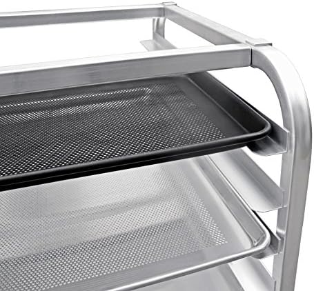 New Star Foodservice 36510 Commercial-Grade Aluminum 10-Tier Sheet Pan/Bun Pan Rack, 26" L x 20" W x 38" H with Brake Wheels Silver - Image 4