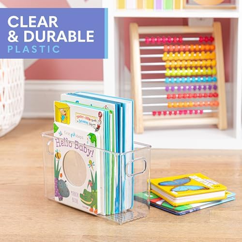 Plastic Food Storage 4 Pack Clear Container Bin with Handles for Organizing Kitchen, Pantry, Refrigerator, Freezer, Pantry, Cabinet, Closet, Bathroom. 10”x4”x6” - Image 6