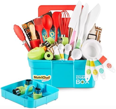 NutriChef Kids Cooking & Baking Set - Complete Cooking Set for Girls & Boys, Includes Little Chef's Apron. Kitchen Supplies, Nylon Knives, Utensils, & Baking Tools, Great Gift for Ages 4 and Up by NutriChef%E2%84%A2Kitchen