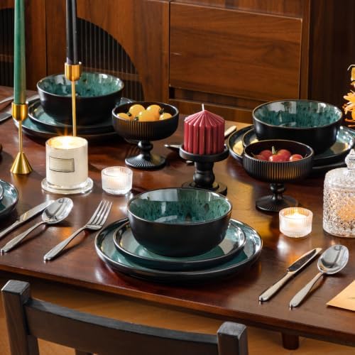 vancasso 24-Piece Gray Green Stoneware Plates and Bowls Set for 8 - Image 6
