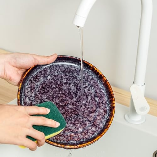 Ceramic dinner plates set of 4, Dessert & Salad plates for party and wedding, Microwave safe porcelain plates set, 8 Inch-Speckled Bluish Purple - Image 6